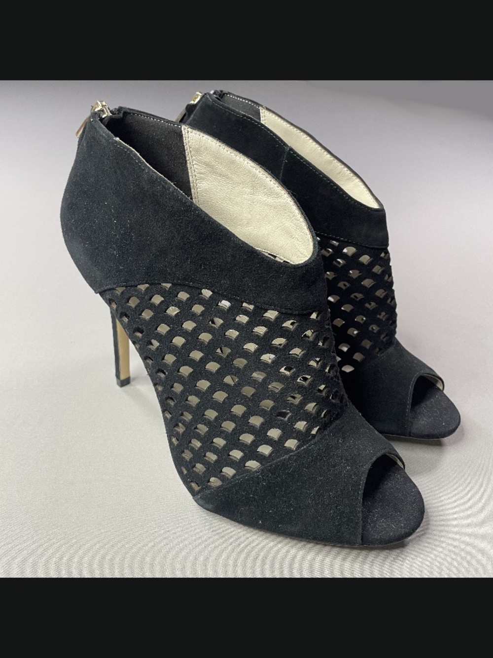 NEW Karen Millen Shoes Womens 10.5 black suede leather heels stiletto pumps